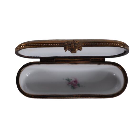 Vintage Limoges Chamart Exclusif Hand-Painted Porcelain Trinket Box–Fruit Basket - Picture 6 of 7